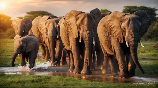 Uma bela foto de uma manada de elefantes.