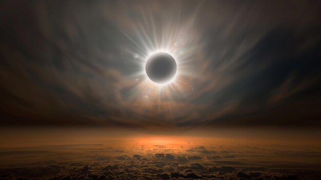 Uma bela foto do eclipse solar.