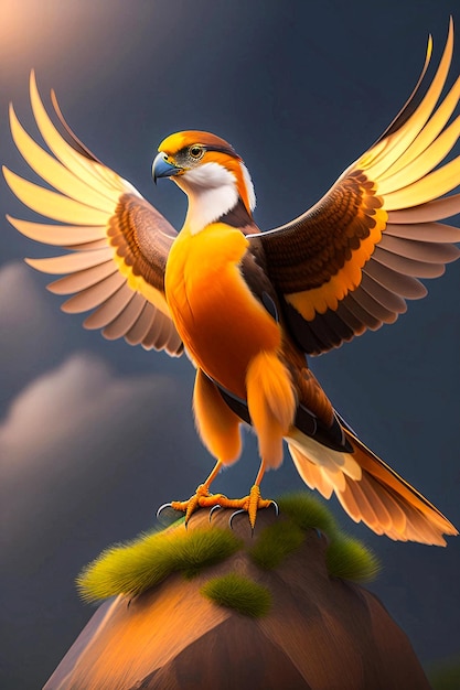 Uma bela foto vertical de um pássaro colorido