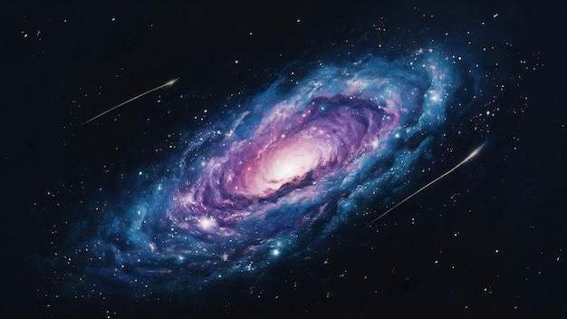 Uma bela galáxia colorida no escuro espaço estrelado