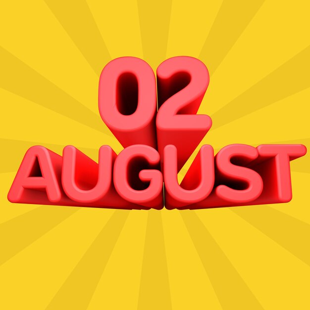 Uma bela ilustração 3d com calendário de agosto em fundo gradiente