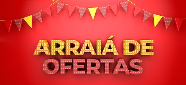 Uma bela ilustração 3d com fundo de festa de junho do brasil