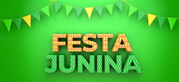 Uma bela ilustração 3d com fundo de festa de junho do brasil