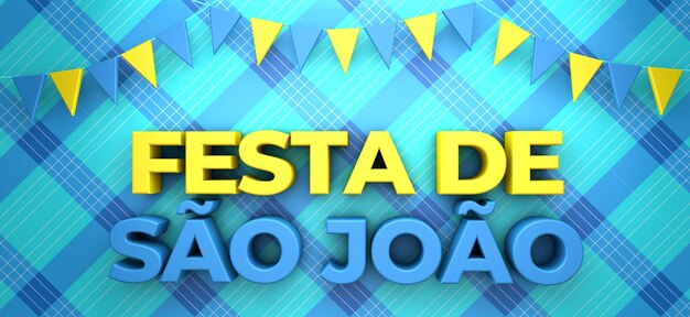 Uma bela ilustração 3d com fundo de festa de junho do brasil