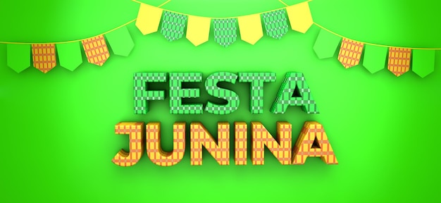 Uma bela ilustração 3d com fundo de festa de junho do brasil