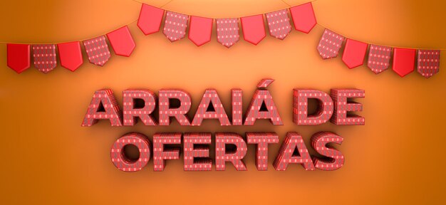 Uma bela ilustração 3d com fundo de festa de junho do brasil