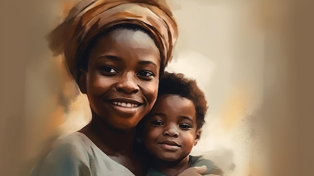 Foto uma bela ilustração de mãe e filhos