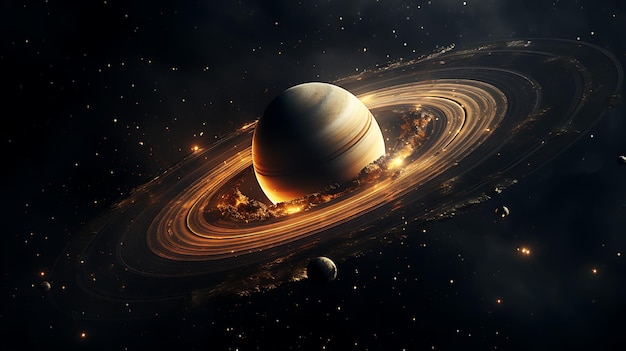 uma bela imagem de Saturno no espaço Generative Ai