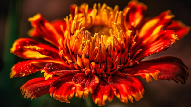 Uma bela imagem macro de uma flor de verão sunkissed revelando os detalhes intrincados de suas pétalas coloridas