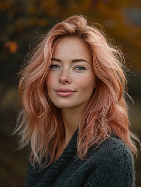 Uma bela jovem com um cabelo maravilhoso e um sorriso bonito.