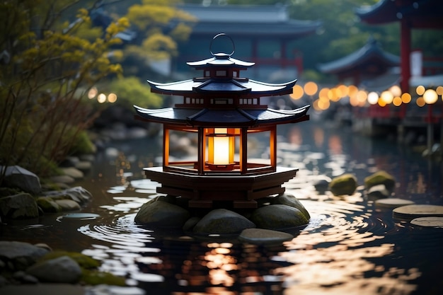 uma bela lanterna de água asiática