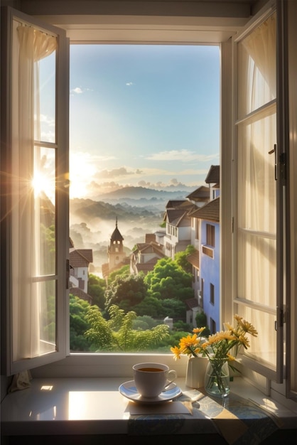 Uma bela manhã a brilhar pela janela.
