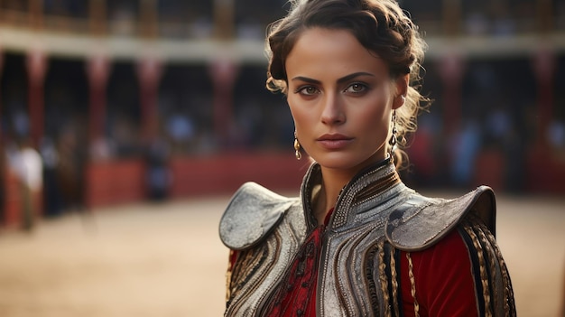 Uma bela mulher espanhola matador em trajes tradicionais