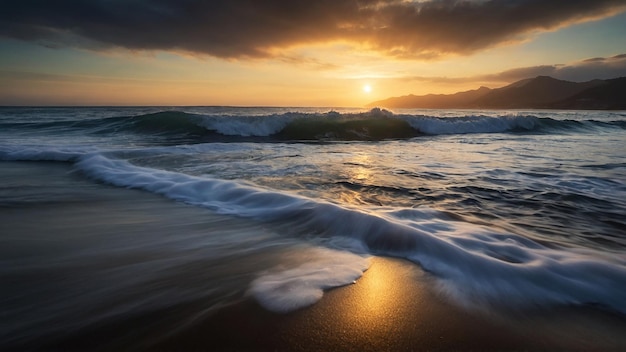 Uma bela onda de água no oceano.