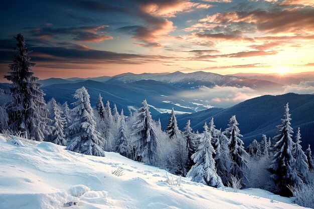 Uma bela paisagem de inverno nos Alpes