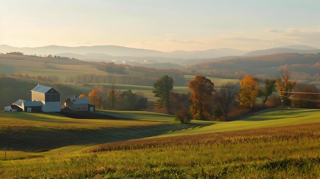 Uma bela paisagem de uma fazenda no campo