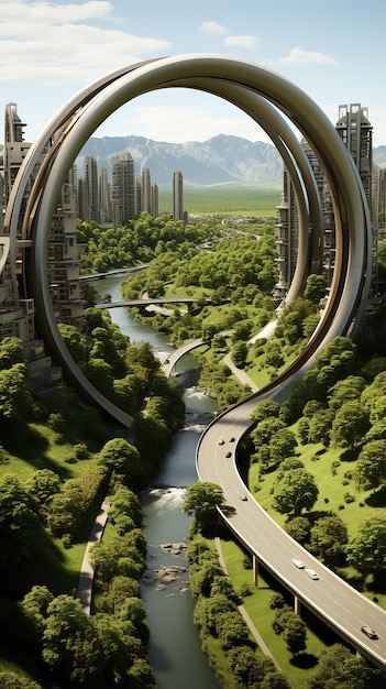 Foto uma bela paisagem urbana futurista