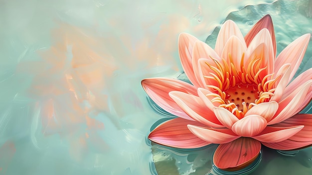 Foto uma bela pintura a aquarela de um lírio de água rosa em flor