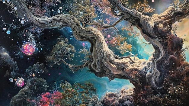 uma bela pintura de uma árvore