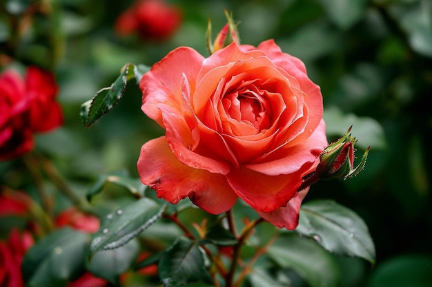 Uma bela rosa na natureza .