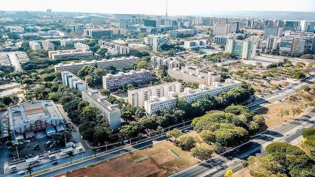 Uma bela vista aérea de drones de Brasília, capital do Brasil