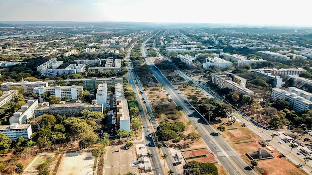 Uma bela vista aérea panorâmica e drone de Brasília, capital do Brasil