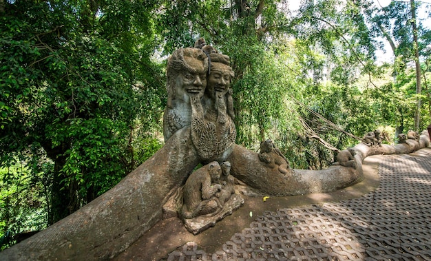 Uma bela vista da floresta dos macacos localizada em ubud bali indonésia