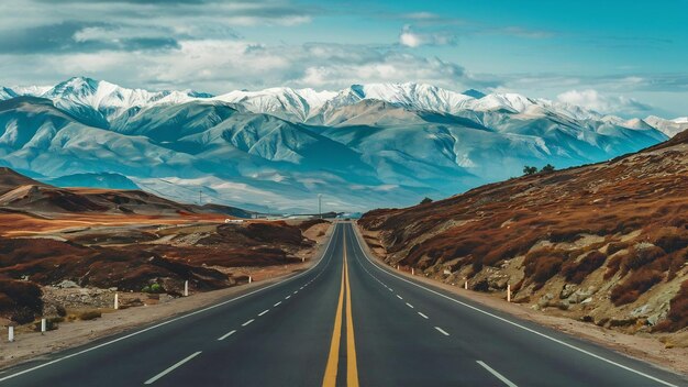 Uma bela vista de uma estrada com as incríveis montanhas