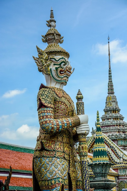 Uma bela vista do grand palace o museu wat phra kaew localizado em bangkok tailândia