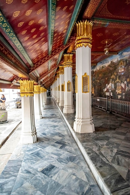 Uma bela vista do Grande Palácio do Templo Wat Phra Kaew em Bangkok Tailândia