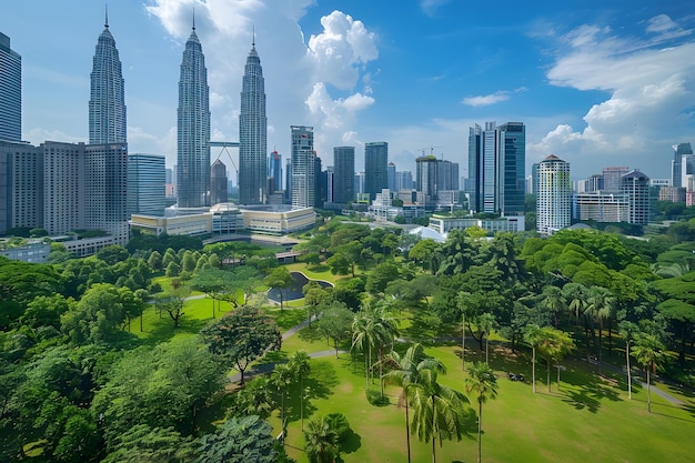 Foto uma bela vista do horizonte da cidade de kuala lumpur