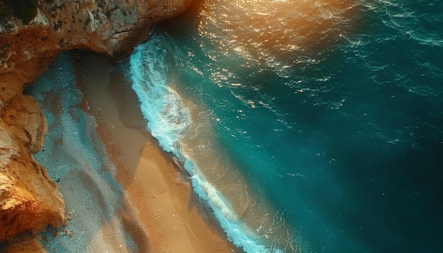 Foto uma bela vista do oceano com uma costa rochosa