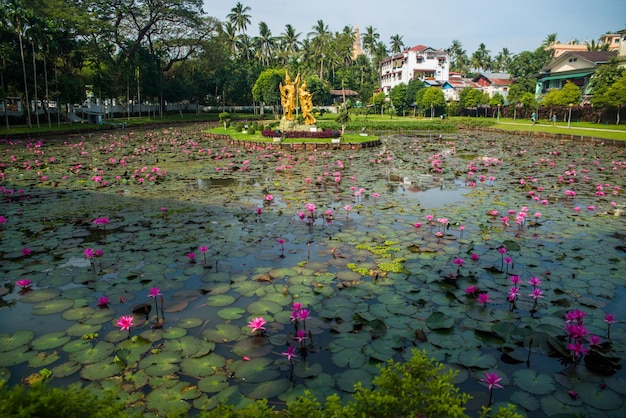 Uma bela vista do parque em Yangon Myanmar