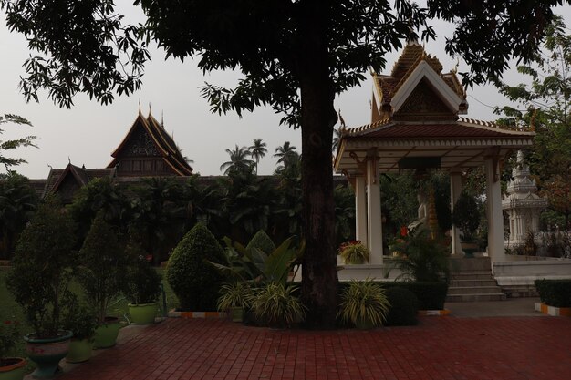 Uma bela vista do templo wat sisaket localizado em Vientiane Laos