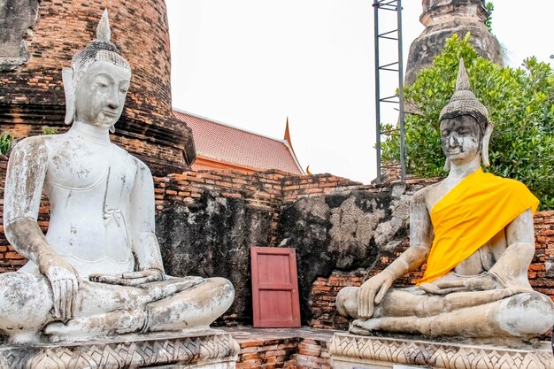 Uma bela vista do templo Wat Yai Chai Mongkhon localizado em Ayutthaya Tailândia