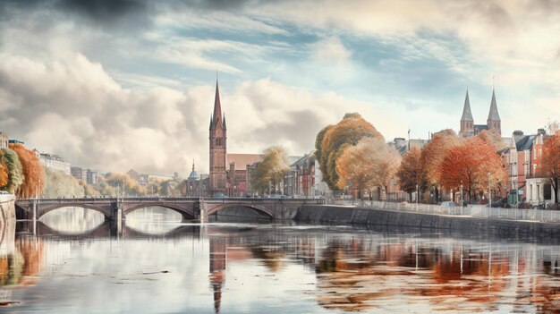 Foto uma bela vista panorâmica da cidade de dublin