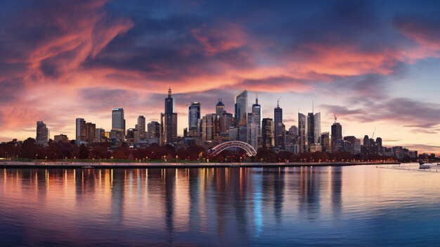 Uma bela vista panorâmica da cidade de Melbourne.