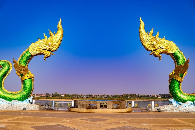 Uma bela vista panorâmica da cidade de Nong Khai na Tailândia