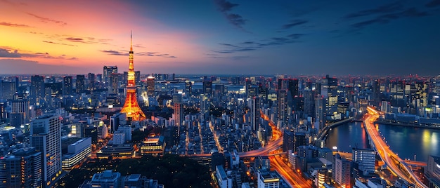 Foto uma bela vista panorâmica da cidade de tóquio