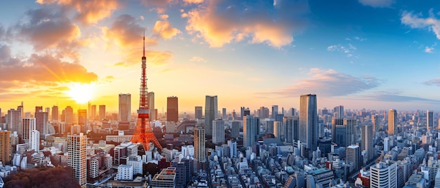 Foto uma bela vista panorâmica da cidade de tóquio