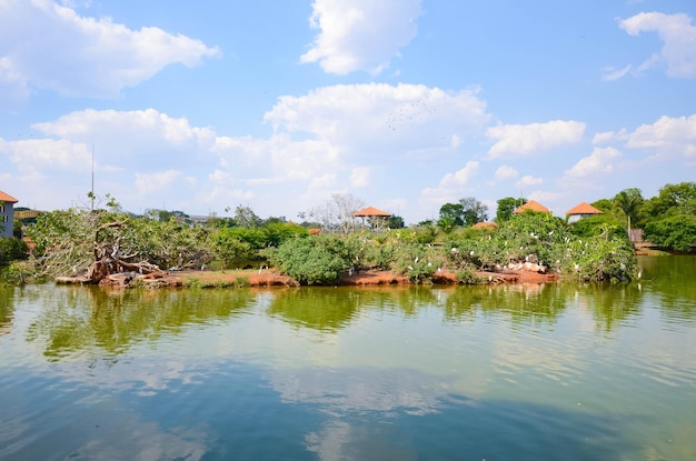 Uma bela vista panorâmica de Vang Vieng no Laos