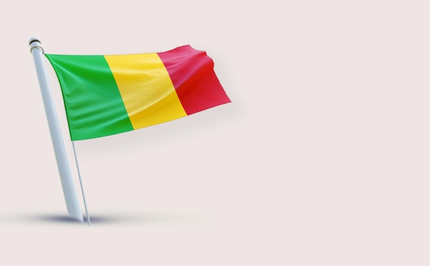 Uma beleza completa Bandeira para o Mali em um fundo branco renderização 3D