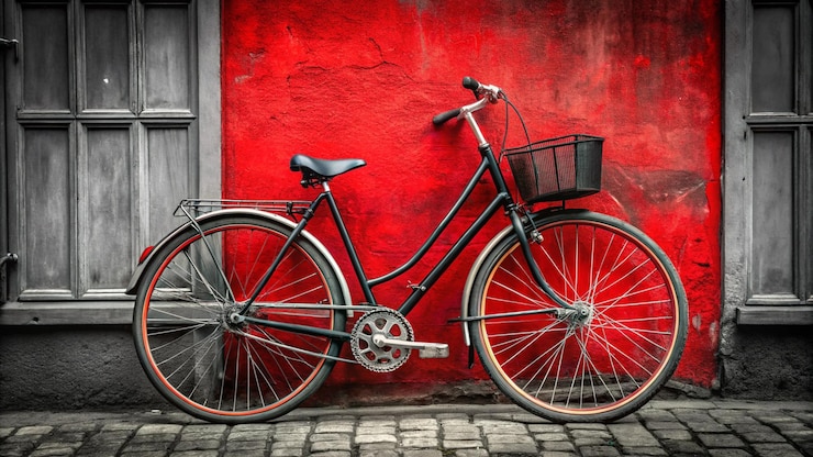 Foto uma bicicleta com uma cesta que diz bicicleta na frente