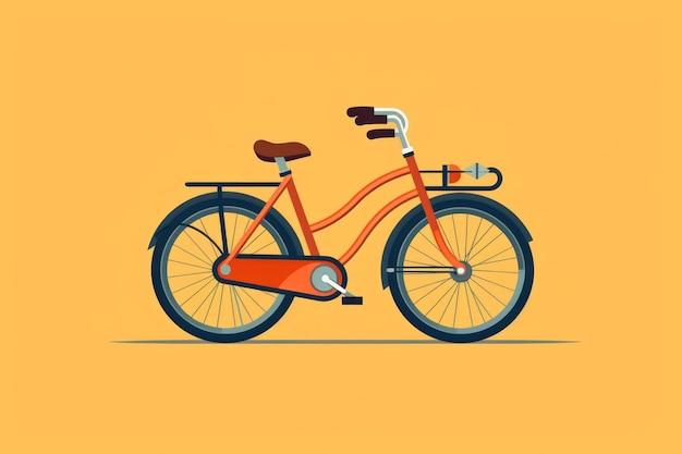 Uma bicicleta laranja com um guidão preto e um guidão branco.