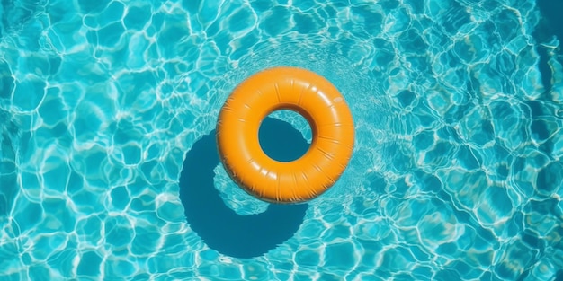 Uma bóia laranja em uma piscina com um círculo no meio.