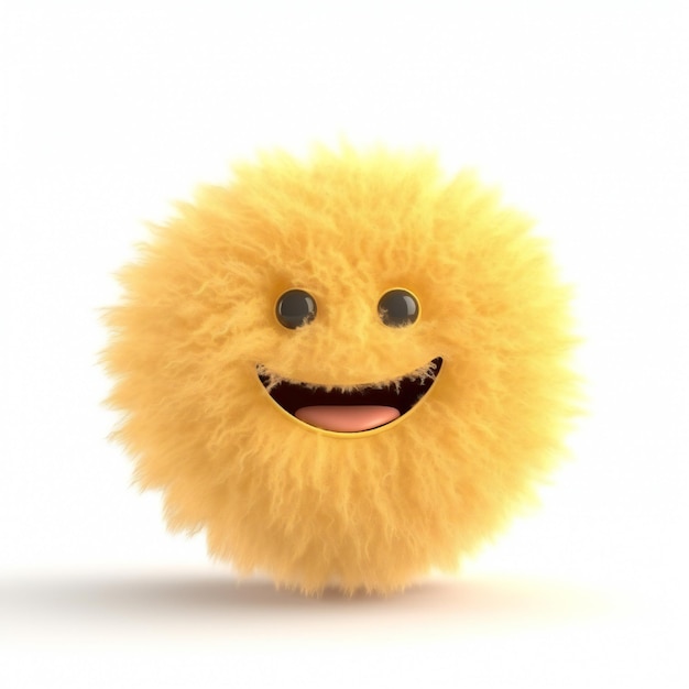 Uma bola amarela fofinha com um rosto que diz 'carinha feliz'