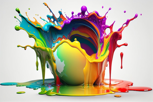 Uma bola colorida está sendo preenchida com tinta e as cores são coloridas.