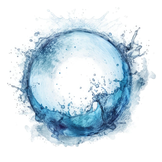 Uma bola de água com uma bola azul no meio.