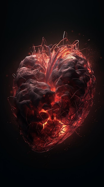 Uma bola de fogo em forma de coração é mostrada nesta imagem.