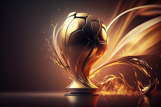 Uma bola de futebol dourada em cima de uma IA geradora de troféus